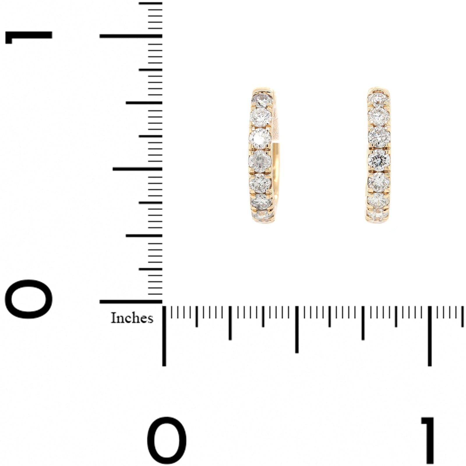 Three Stories 14K Yellow Gold Medium Diamond Huggie Hoops