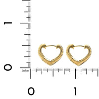 Three Stories 14K Yellow Gold Puffy Ruffled Diamond Heart Hoops