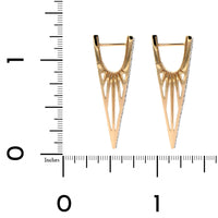Three Stories 14K Yellow Gold Cutout Elongated Diamond V Hoop Earrings