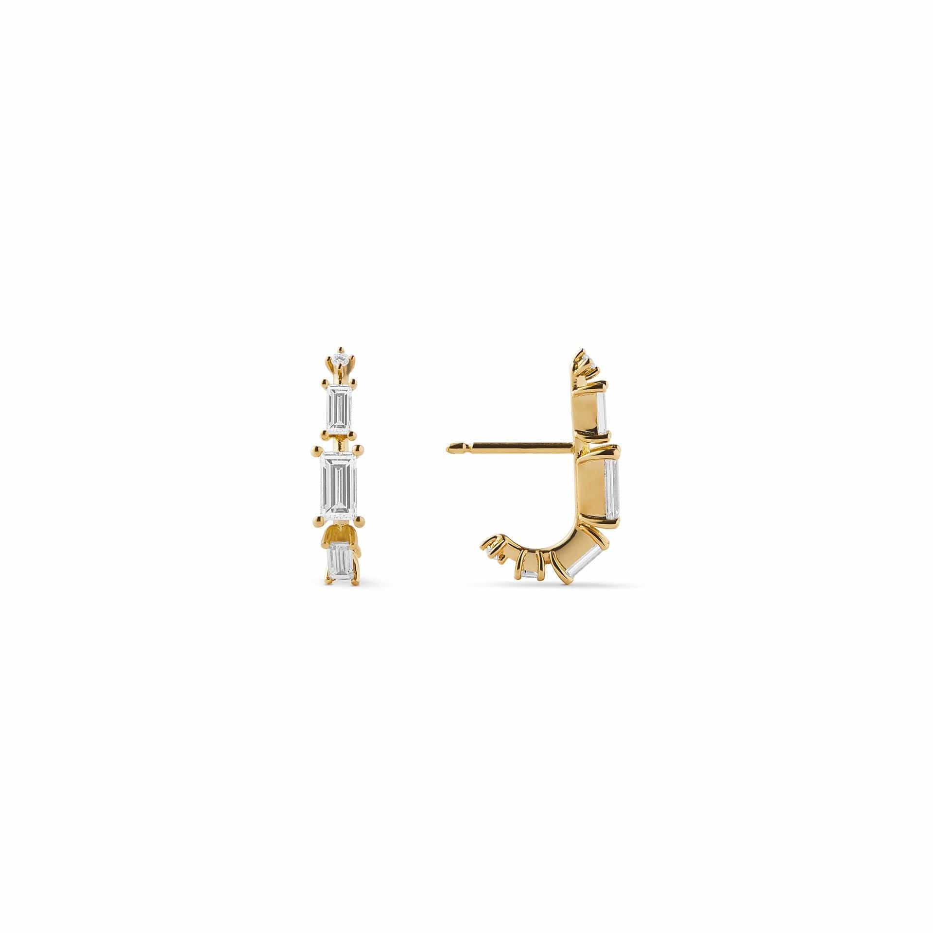 Fernando Jorge 18K Yellow Gold Baguette Diamond Ascent Lobe Earrings