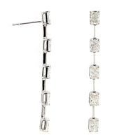 18K White Gold Radiant Cut Diamond Dangle Earrings