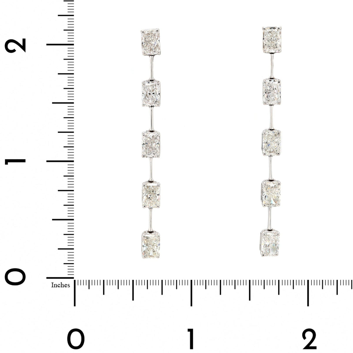 18K White Gold Radiant Cut Diamond Dangle Earrings