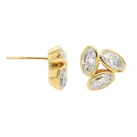 18K Yellow Gold Moval Shaped Diamond Studs