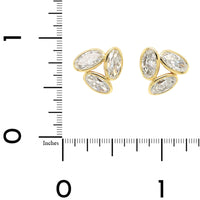 18K Yellow Gold Moval Shaped Diamond Studs