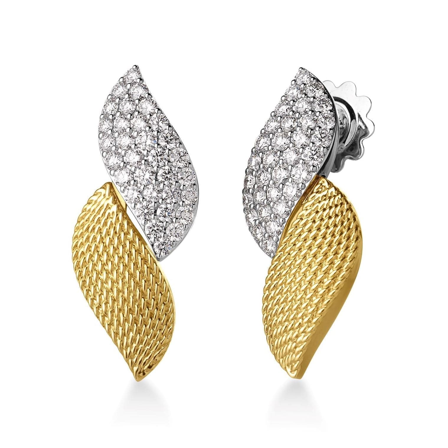 Roberto Coin 18K Yellow and White Gold San Marco Diamond Stud Earrings
