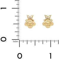 18K Yellow Gold Diamond Baby Bumble Bee Stud Earrings
