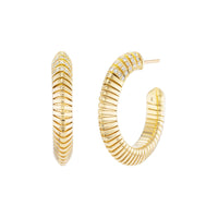Emily P. Wheeler 18K Yellow Gold Tri Tubogas Diamond Hoop Earrings