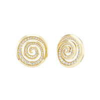 Emily P. Wheeler 18K Yellow Gold Spiral Diamond Stud Earrings