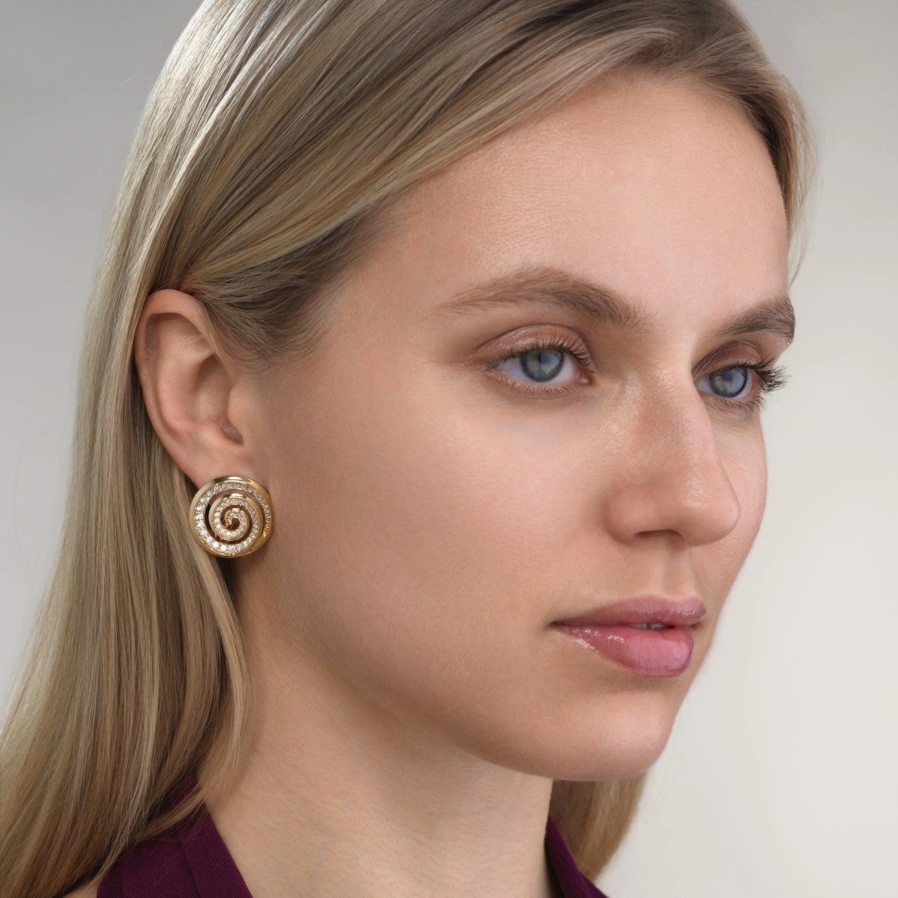 Emily P. Wheeler 18K Yellow Gold Spiral Diamond Stud Earrings