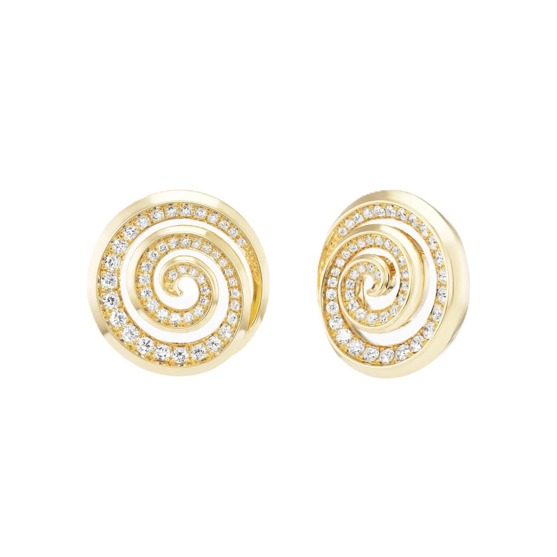 Emily P. Wheeler 18K Yellow Gold Spiral Diamond Stud Earrings