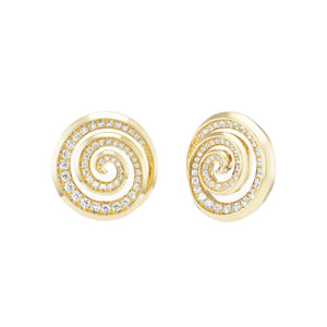 Emily P. Wheeler 18K Yellow Gold Spiral Diamond Stud Earrings