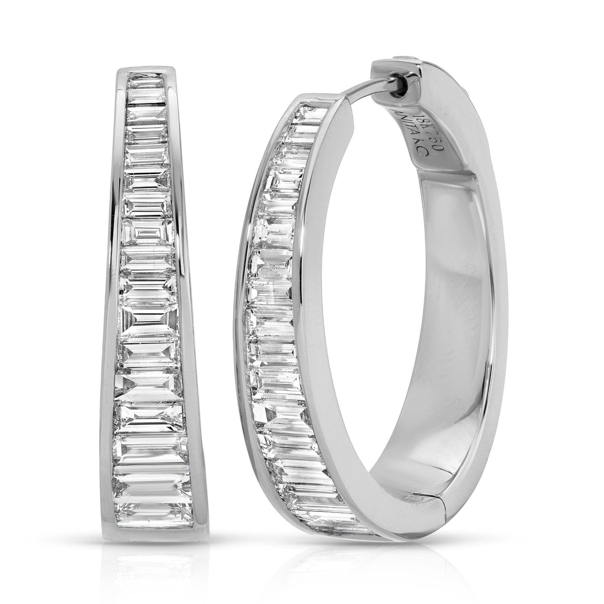 Anita Ko 18K White Gold Baguette Diamond Meryl Hoop Earrings