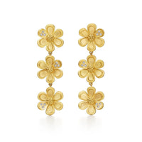 Temple St. Clair 18K Yellow Gold Triple Gold Flower Diamond Drop Earrings