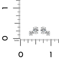 18K White Gold 2 Stone Oval Diamond Stud Earrings