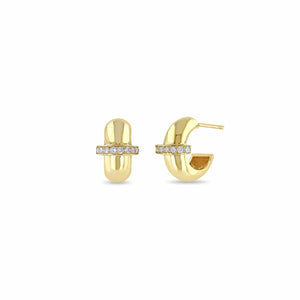 Zoe Chicco 14K Yellow Gold Door Knocker Diamond Huggie Hoops