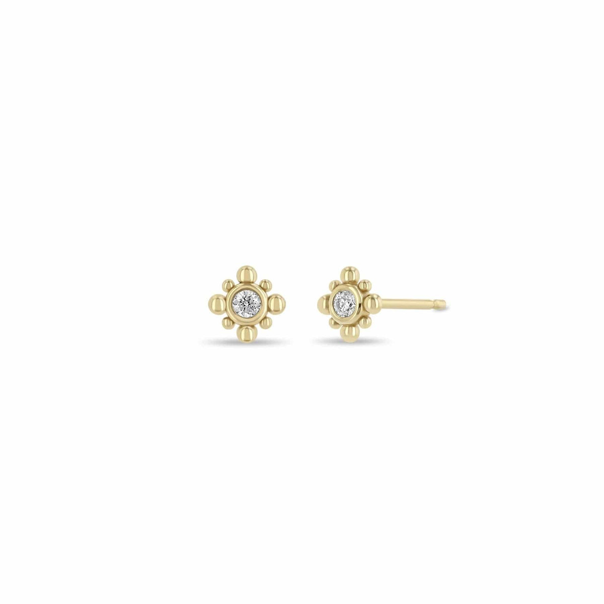 Zoe Chicco 14K Yellow Gold Tiny Bead Diamond Starburst Stud Earrings