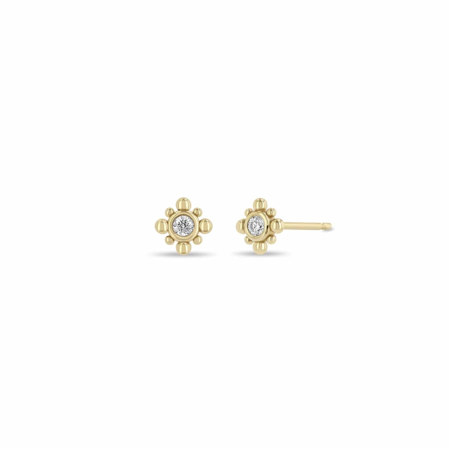 Zoe Chicco 14K Yellow Gold Tiny Bead Diamond Starburst Stud Earrings