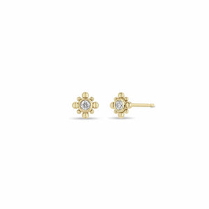 Zoe Chicco 14K Yellow Gold Tiny Bead Diamond Starburst Stud Earrings