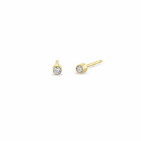 Zoe Chicco 14K Yellow Gold Diamond Bezel Solitaire Flat Back Stud Earrings