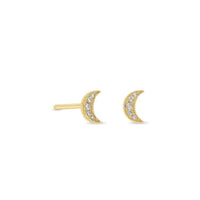 Zoe Chicco 14K Yellow Gold Itty Bitty Pave Diamond Crescent Moon Flatback Stud Earrings