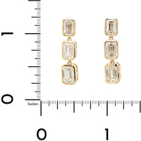 18K Yellow Gold Bezel Set Diamond Drop Earrings