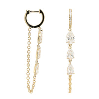 18K Yellow Gold Diamond Dangle Chain Earrings