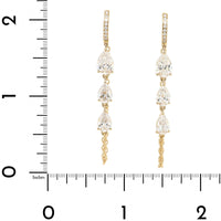 18K Yellow Gold Diamond Dangle Chain Earrings