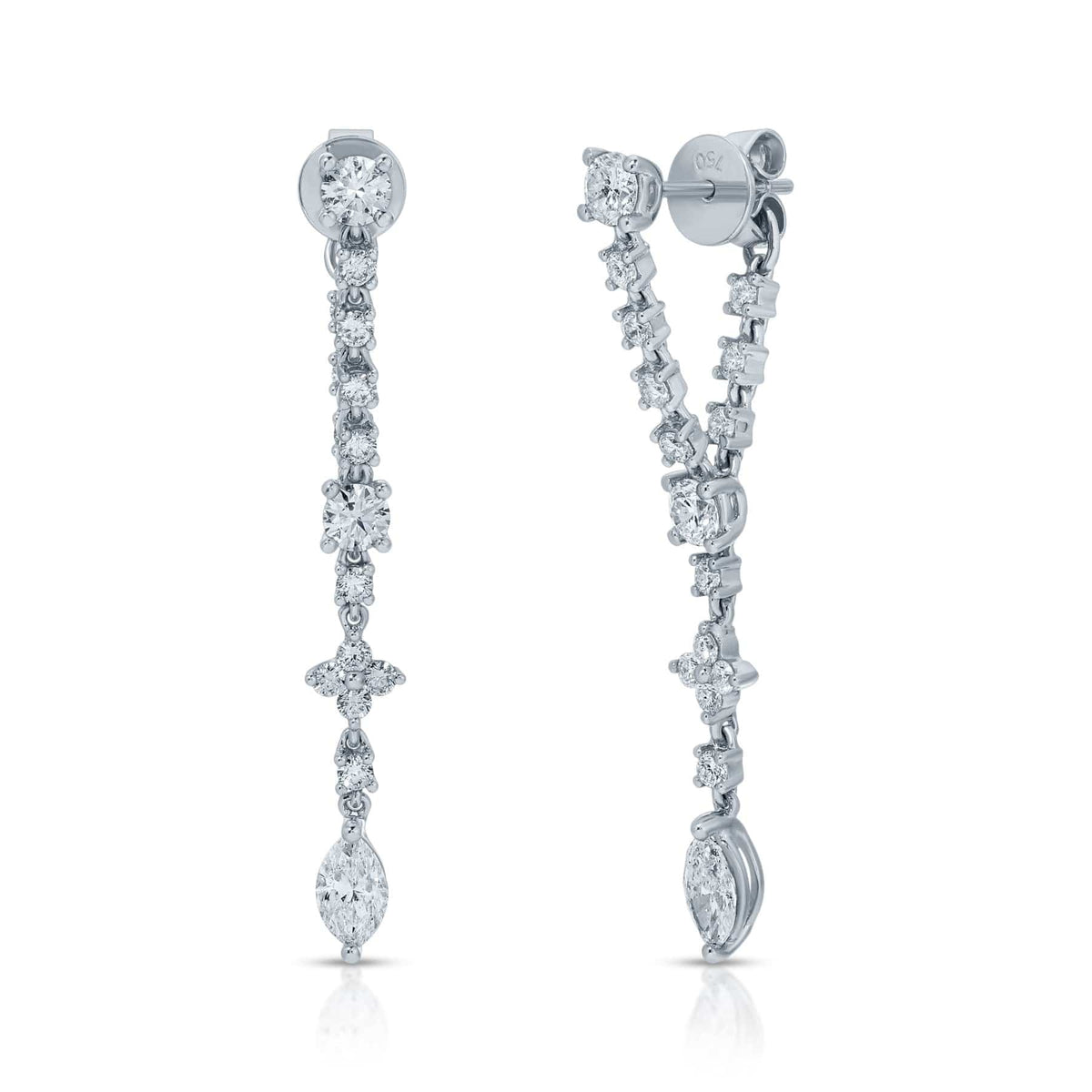 Anita Ko 18K White Gold Round and Marquise Shaped Diamond Vivi Loop Earrings