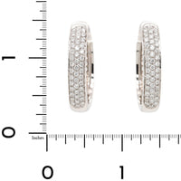 18K White Gold Pave Diamond Oval Hoop Earrings