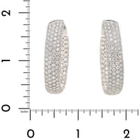 18K White Gold Inside Out Pave Diamond Oval Hoop Earrings