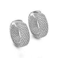 Leo Pizzo 18K White Gold Inside Out Pave Diamond Hoop Earrings