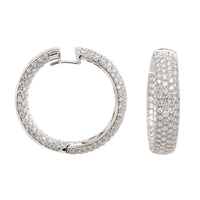 Leo Pizzo 18K White Gold Inside Out Pave Diamond Wide Round Hoop Earrings