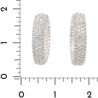 Leo Pizzo 18K White Gold Inside Out Pave Diamond Wide Round Hoop Earrings