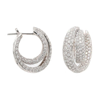 Leo Pizzo 18K White Gold Pave Diamond Double Hoop Earrings