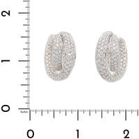 Leo Pizzo 18K White Gold Pave Diamond Double Hoop Earrings