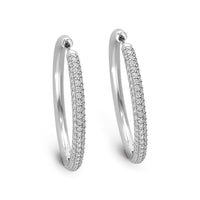 Leo Pizzo 18K White Gold Pave Diamond Round Hoop Earrings