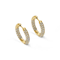 Leo Pizzo 18K Yellow Gold Pave Diamond Round Hoop Earrings