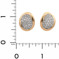 Leo Pizzo 18K Yellow and White Gold Oval Shaped Diamond Stud Earrings