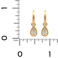 18K Yellow Gold Bezel Set Pear Shaped Diamond Huggie Earrings