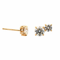18K Yellow Gold 2 Stone Diamond Stud Earrings