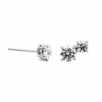 18K White Gold 2 Stone Diamond Stud Earrings