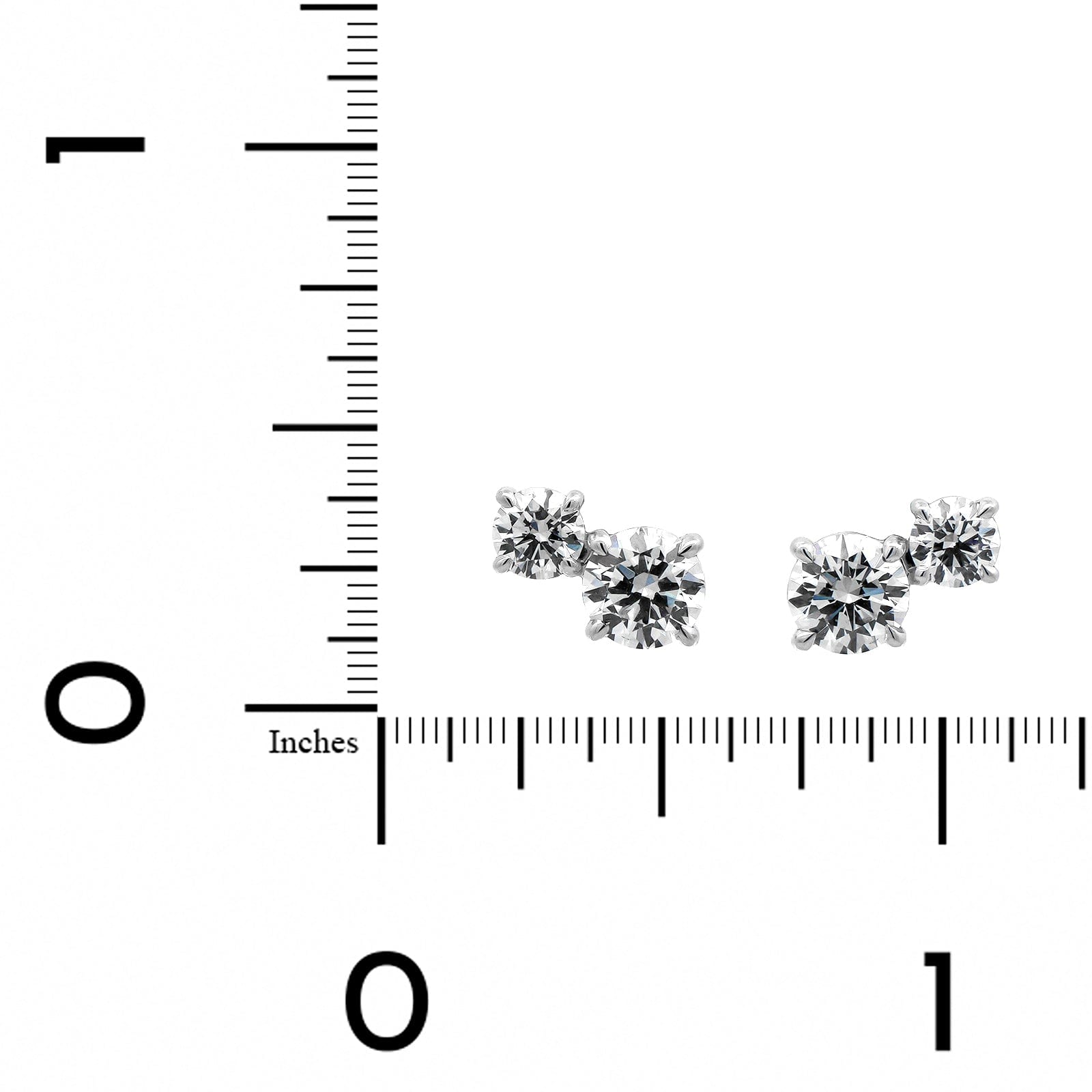 18K White Gold 2 Stone Diamond Stud Earrings