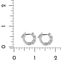 Platinum 3 Stone Round Diamond Huggie Earrings