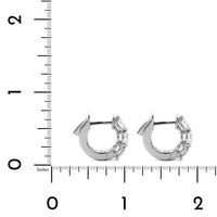 Platinum 3 Stone Round Diamond Huggie Earrings