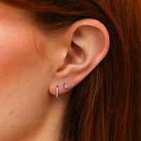 Dana Rebecca 14K White Gold Round Mini Diamond Huggie Earrings