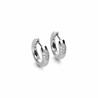 Leo Pizzo 18K White Gold Small Pave Diamond Huggie Earrings
