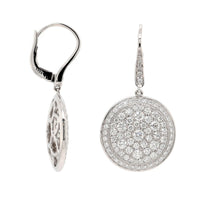 Leo Pizzo 18K White Gold Pave Diamond Disc Drop Earrings
