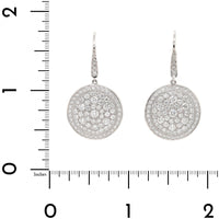 Leo Pizzo 18K White Gold Pave Diamond Disc Drop Earrings