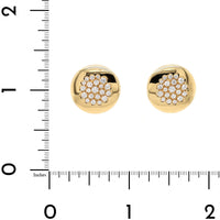 Leo Pizzo 18K Yellow Gold Pave Diamond Disc Stud Earrings