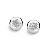 Leo Pizzo 18K White Gold Pave Diamond Disc Stud Earrings